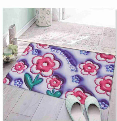 3D Printing Soft Mat Cut Flower Design Anti Slip Floor Door Mat Water Absorb for Bathroom, Kitchen or Room (Random color & Designs)