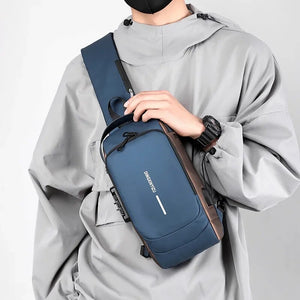 Men Anti Theft Chest Bag Shoulder USB Charging Crossbody Package School Short Trip Messengers Gym Men's Sling Sports (Random color)