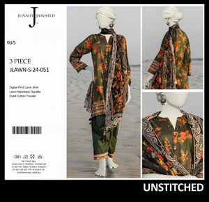 "JUNAID JAMSHED" Printed Lawn | Unstitched Collection 3 Pieces Casual Wear| Summer