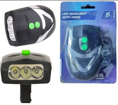 3 LED Bicycle Front Head light & bell siren alarm hooter / cycle light generic